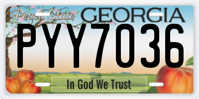 GA license plate PYY7036