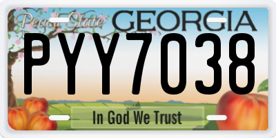 GA license plate PYY7038