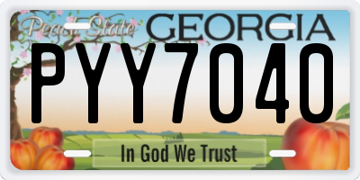 GA license plate PYY7040