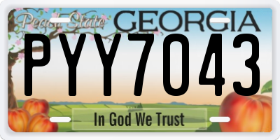 GA license plate PYY7043