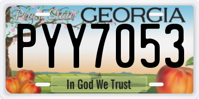 GA license plate PYY7053