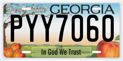 GA license plate PYY7060