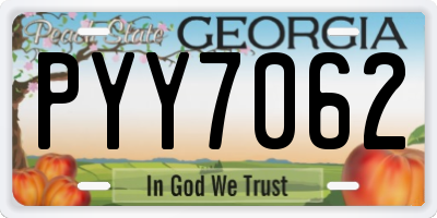GA license plate PYY7062