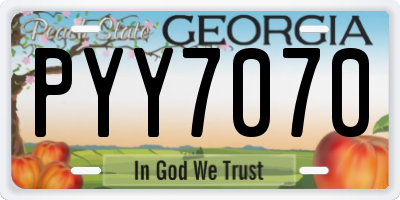 GA license plate PYY7070