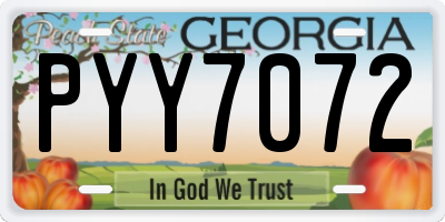 GA license plate PYY7072