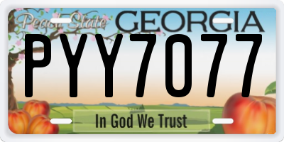 GA license plate PYY7077