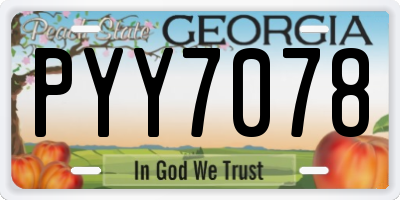 GA license plate PYY7078