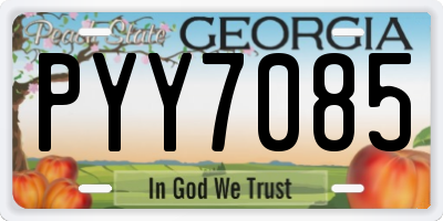 GA license plate PYY7085