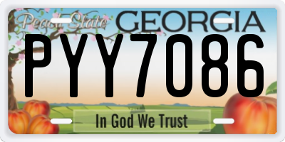 GA license plate PYY7086