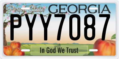 GA license plate PYY7087