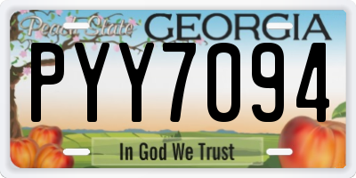 GA license plate PYY7094