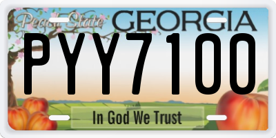 GA license plate PYY7100