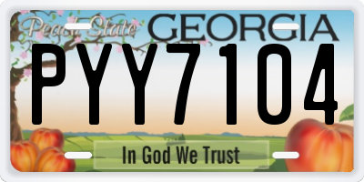 GA license plate PYY7104