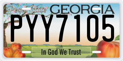 GA license plate PYY7105