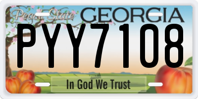 GA license plate PYY7108