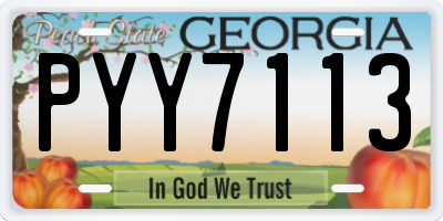 GA license plate PYY7113