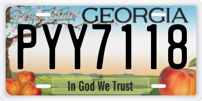 GA license plate PYY7118