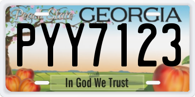 GA license plate PYY7123