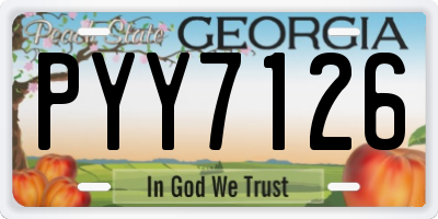 GA license plate PYY7126