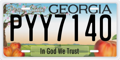 GA license plate PYY7140