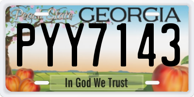 GA license plate PYY7143