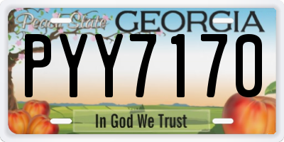 GA license plate PYY7170