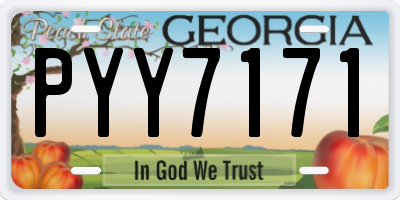 GA license plate PYY7171
