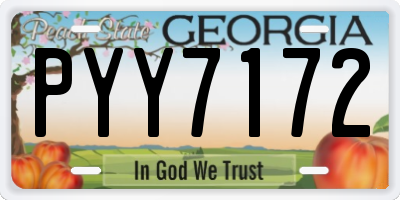 GA license plate PYY7172