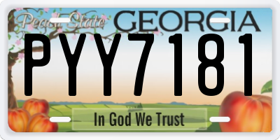 GA license plate PYY7181