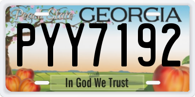 GA license plate PYY7192