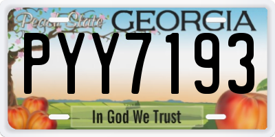 GA license plate PYY7193