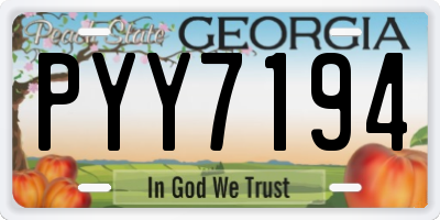 GA license plate PYY7194