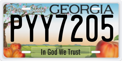 GA license plate PYY7205