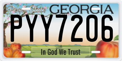 GA license plate PYY7206