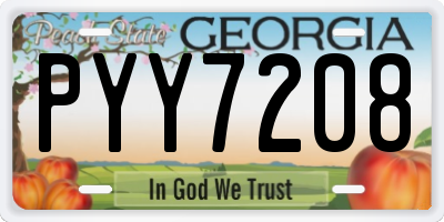 GA license plate PYY7208