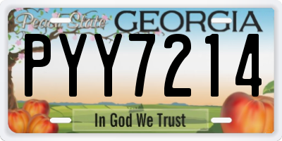 GA license plate PYY7214
