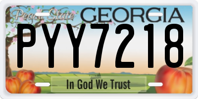 GA license plate PYY7218