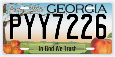 GA license plate PYY7226