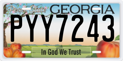 GA license plate PYY7243
