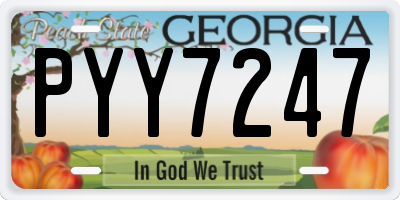 GA license plate PYY7247