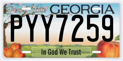 GA license plate PYY7259