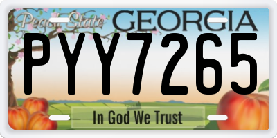 GA license plate PYY7265