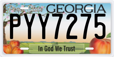 GA license plate PYY7275