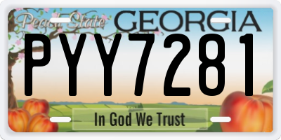 GA license plate PYY7281