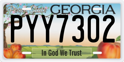 GA license plate PYY7302
