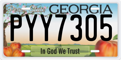 GA license plate PYY7305