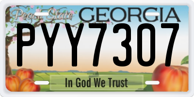 GA license plate PYY7307