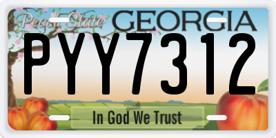 GA license plate PYY7312