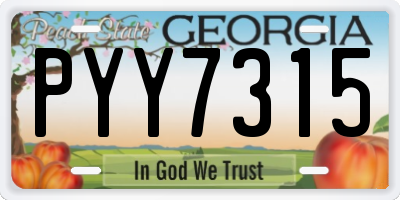 GA license plate PYY7315