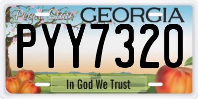 GA license plate PYY7320